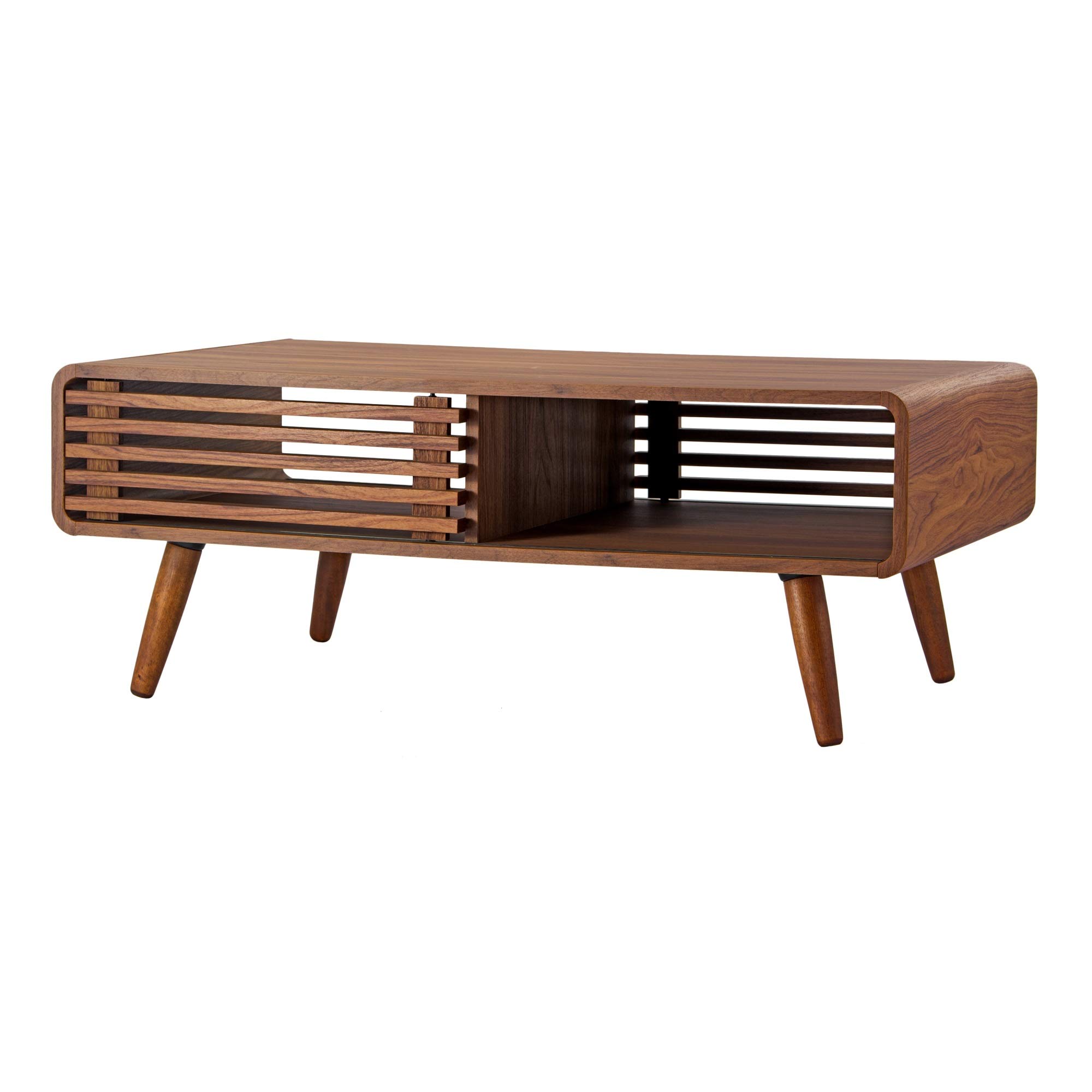 Ergode Wilson Modern Slat Coffee Table - Solid Wood Mid-Century Design for Living Room, Lounge & Office - Perfect for Coffee, Books & Decor
