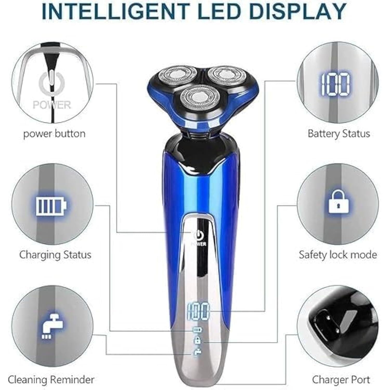 Electric Shaver for Men - Rechargeable 4-in-1 Rotary Beard Trimmer & Face Shaver with IPX6 Waterproof, Wet/Dry Use & USB Charging - Perfect for Travel, Gym & Daily Grooming