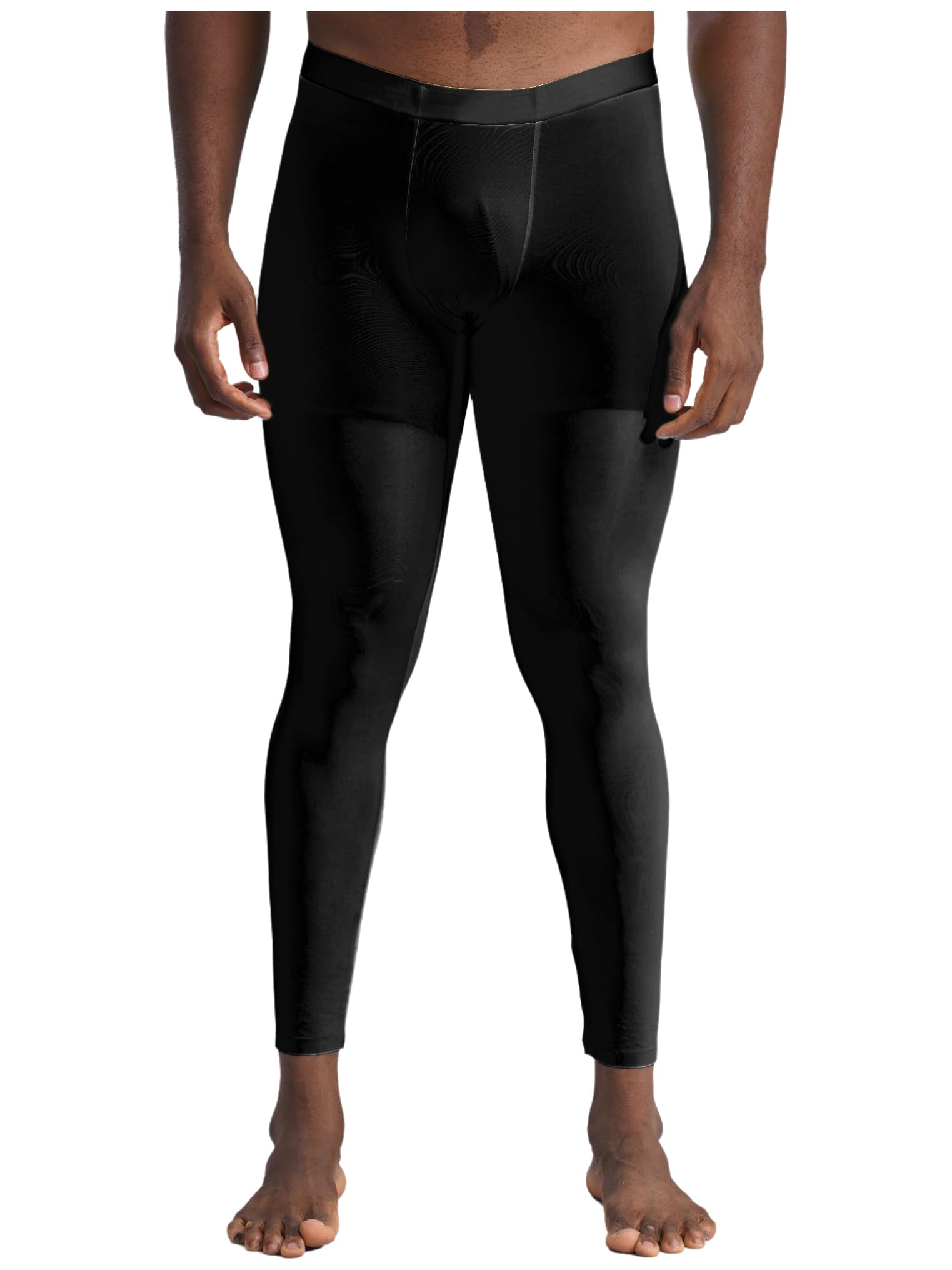 ACSUSS Men's Compression Leggings - Glossy Skinny Yoga Pants for Running, Gym, Workout & Fitness - Moisture-Wicking & Breathable Sport Pants for Men (Perfect for Yoga, Jogging, Training & Active Lifestyle)