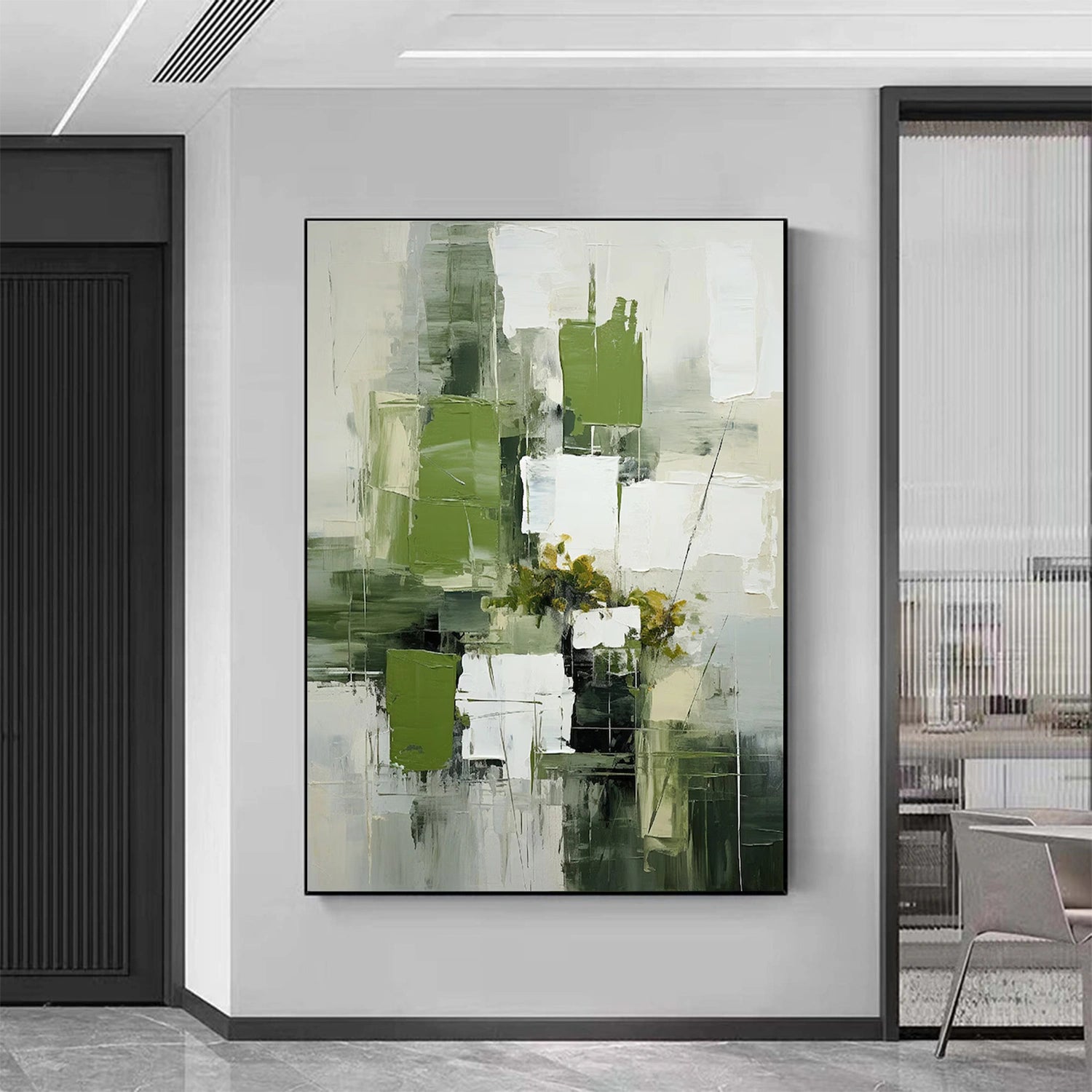 Blue & Green Abstract Wall Art Canvas Print #BG100 - Modern Home Decor for Living Room, Bedroom & Office