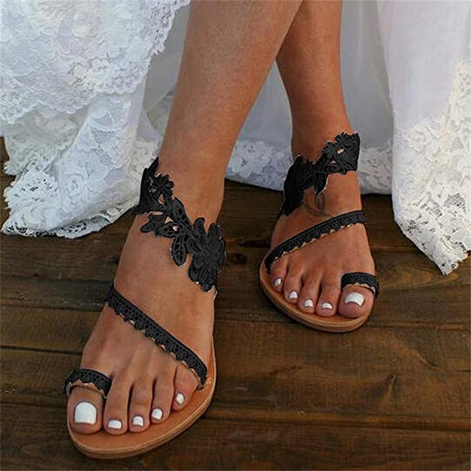 Women's Bohemian Flat Sandals - Open Toe Casual Summer Dressy Sandals for Women | Cute Boho Beach Flip Flops | Perfect for Vacations, Weddings & Outdoor Events