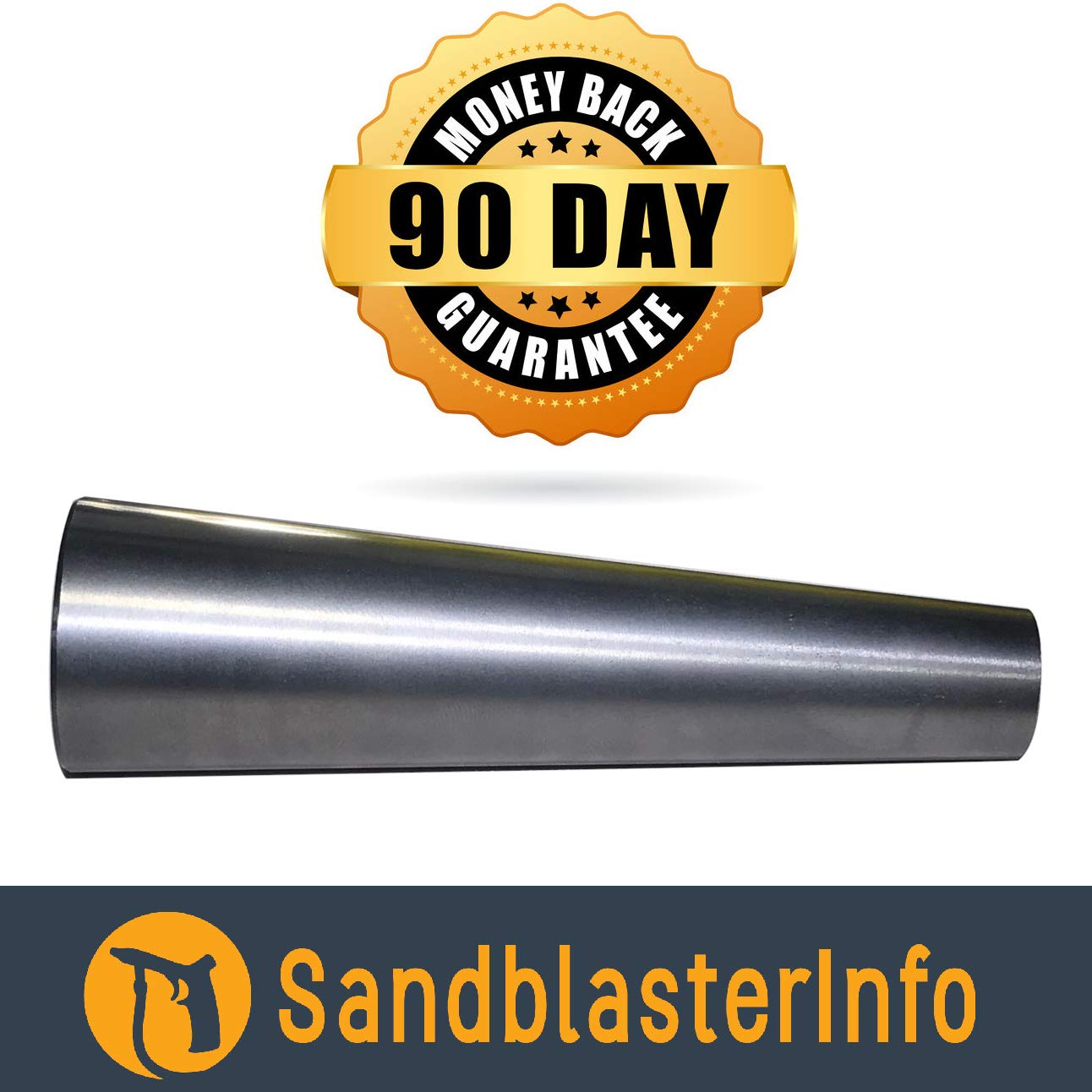 3.75-Inch Large Composite Carbide Sandblaster Nozzle - 1/8 Inch ID (C-C1 Series Tip) | Durable Abrasive Blasting Nozzle Replacement for Professional Sandblasting | Includes Free Sandblasting 101 Ebook | Ideal for Metal Surface Preparation, Rust Removal & Industrial Cleaning