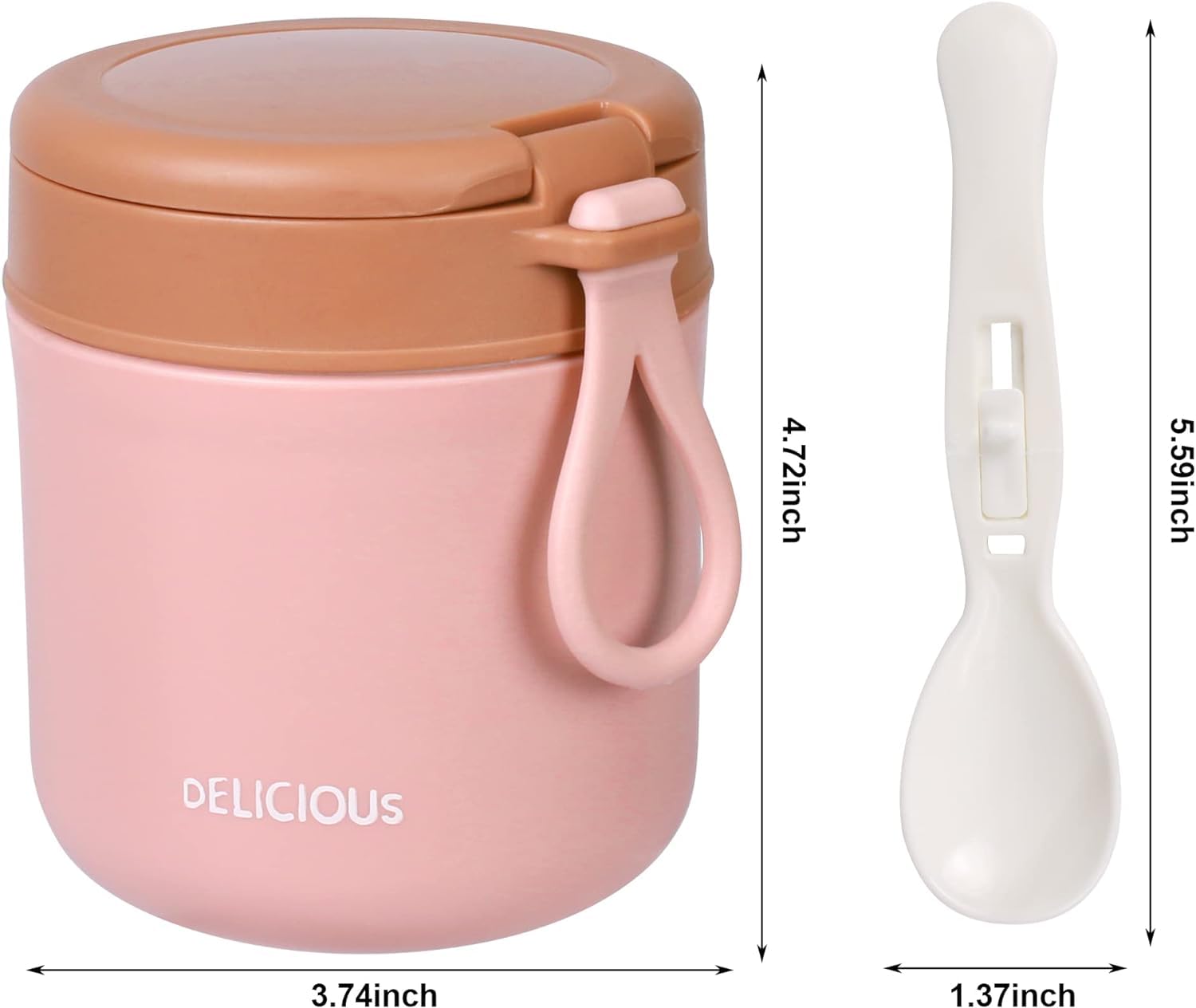 Wosta 4 Inch Insulated Stainless Steel Soup Bowl with Spoon & Lid - 430ml Airtight & Leakproof Food Container for Pasta, Soup, Rice, Salad, Fruits, Snacks - Perfect for School Lunch, Office Meals, Travel & Outdoor Picnics