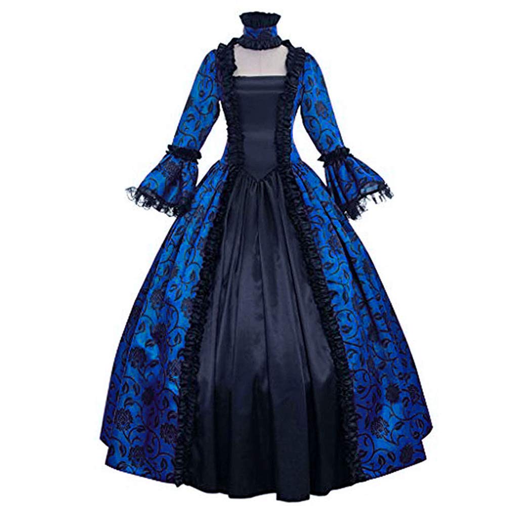 Medieval Queen Victorian Gothic Lace Ball Gown - Elegant Bell Sleeve Renaissance Dress for Vampire Costume, Masquerade Party & Historical Reenactment