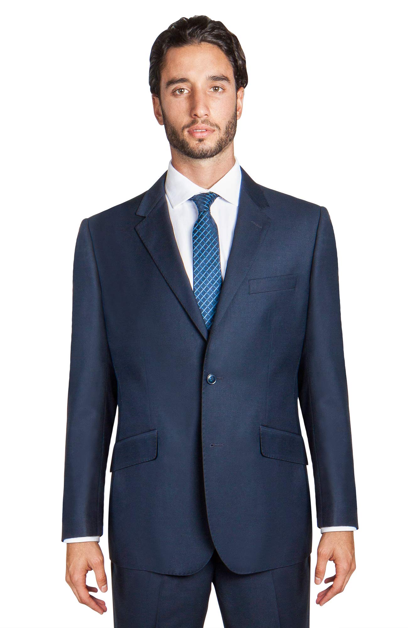 Men's Modern Fit 2-Piece Italian Wool Suit with 2-Button Blazer & Trousers - Premium Business Formal Attire for Weddings, Office Meetings & Special Events