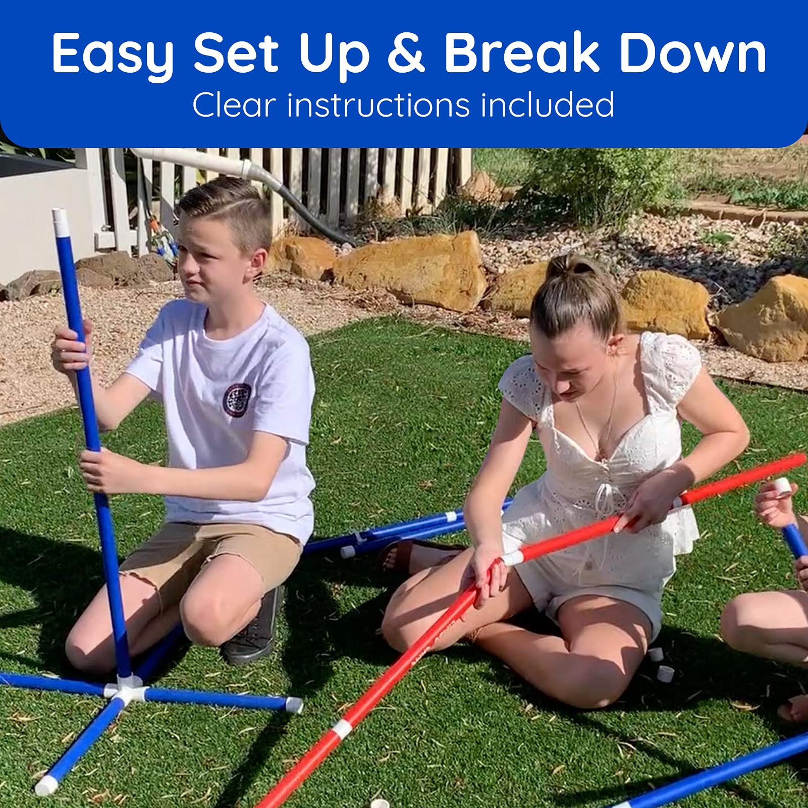 Giggle N Go Limbo Game Set for Adults & Kids - Indoor & Outdoor Party Game for Family Gatherings, Backyard Fun, Easter Basket Stuffers - Perfect for Holidays, Birthdays & Summer BBQ Events