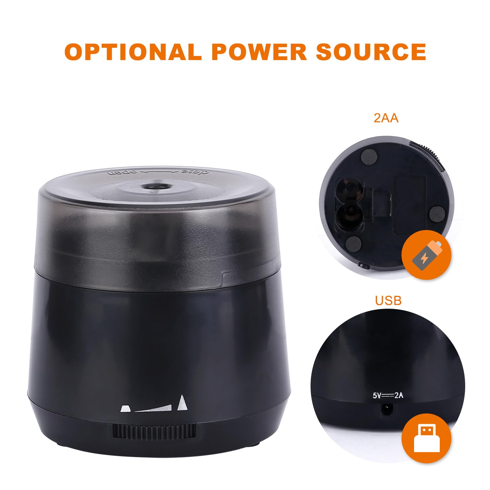 Electric Pencil Sharpener - USB/Battery Operated for School & Office Use