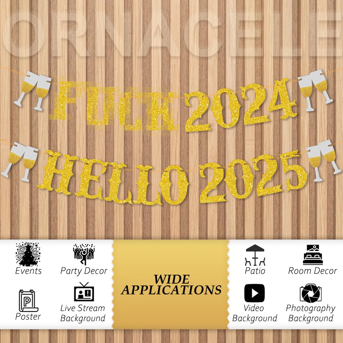 Happy New Year Banner 2025 - NYE Party Decorations, New Year's Eve Sign & Party Supplies for 2025 Celebrations | Perfect for Home, Office & New Year Countdown Events