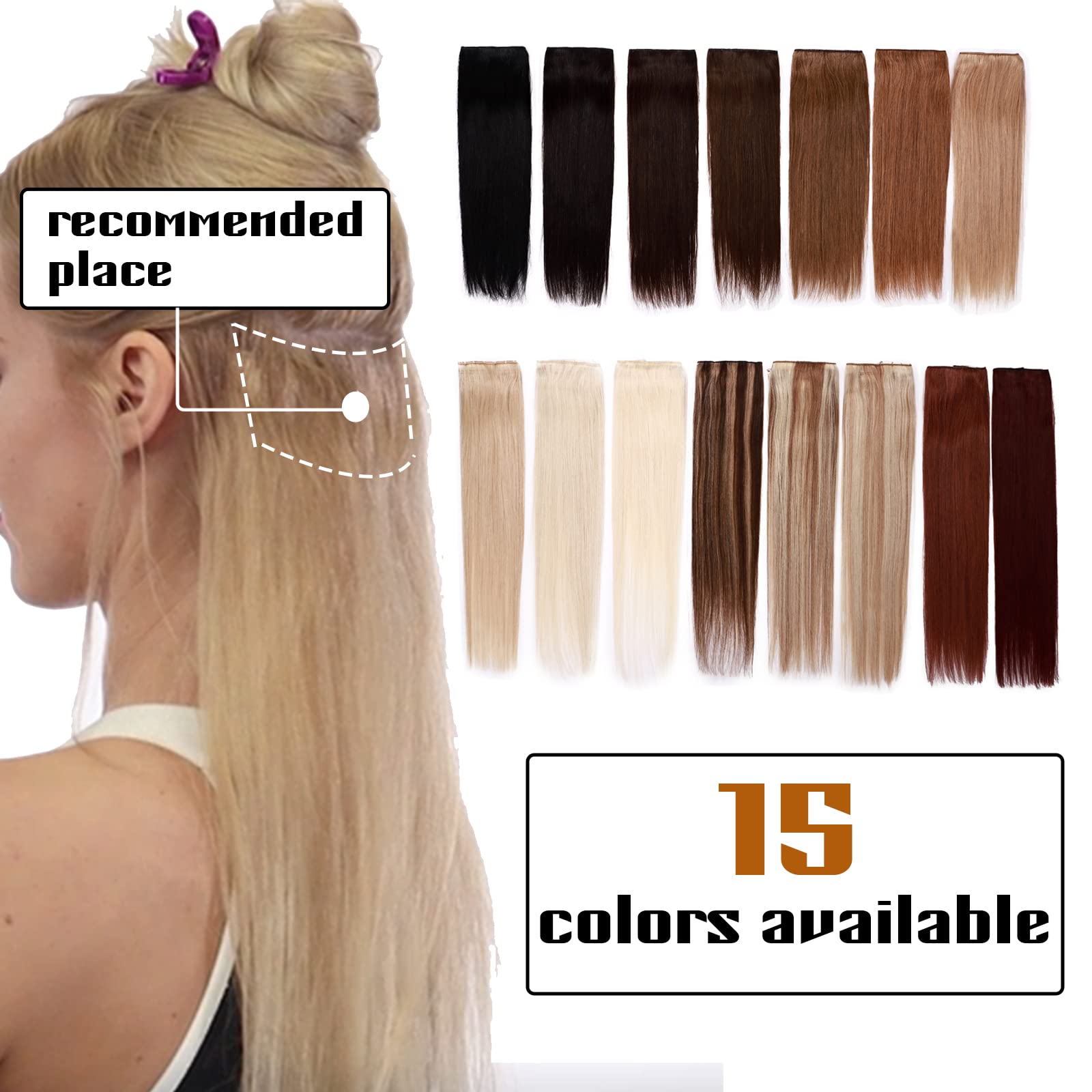 Benehair Clip-In Hair Extensions 18 Inch Dark Brown (#2) - 3/4 Full Head One Piece with 5 Clips | 100% Real Human Hair for Women with Thinning Hair | Perfect for Daily Wear, Parties & Special Occasions