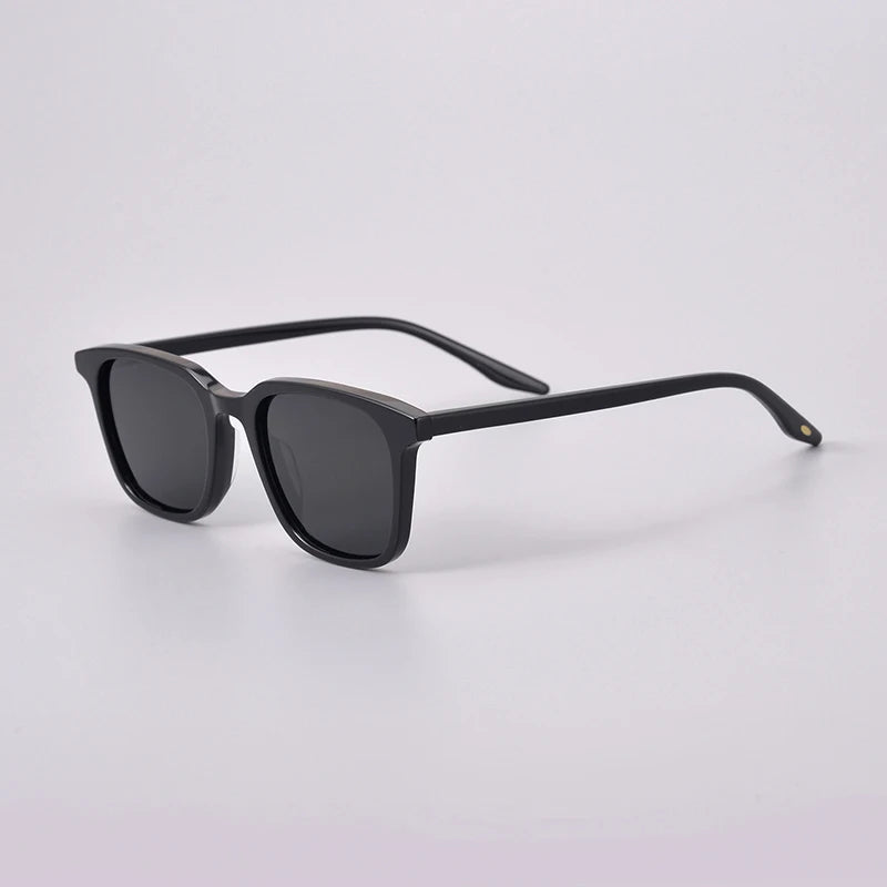 Black Polarized Square Acetate Sunglasses for Men - Full Rim Classic Frame 9020 | UV Protection, Driving, Outdoor Activities & Fashion Accessory