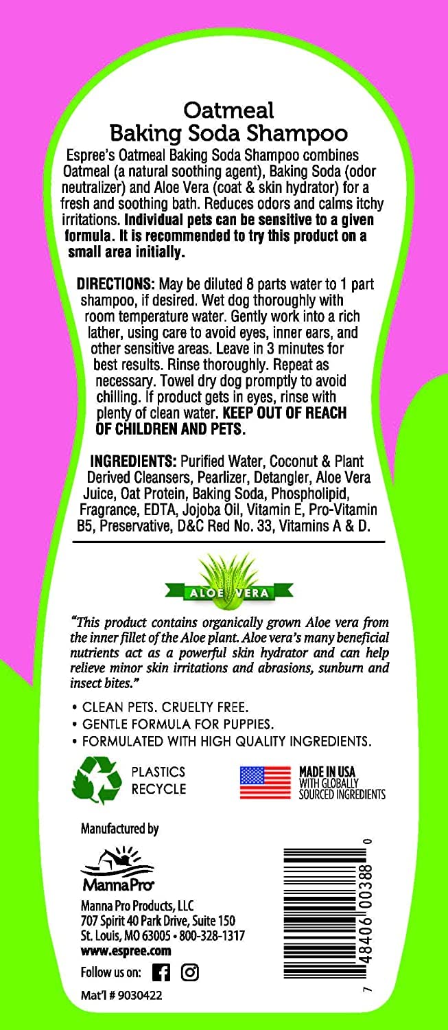 Espree Oatmeal Baking Soda Shampoo for Dogs - Gentle Cleansing & Odor Control - Hypoallergenic Pet Shampoo for Sensitive Skin - Perfect for Bath Time & Grooming Sessions