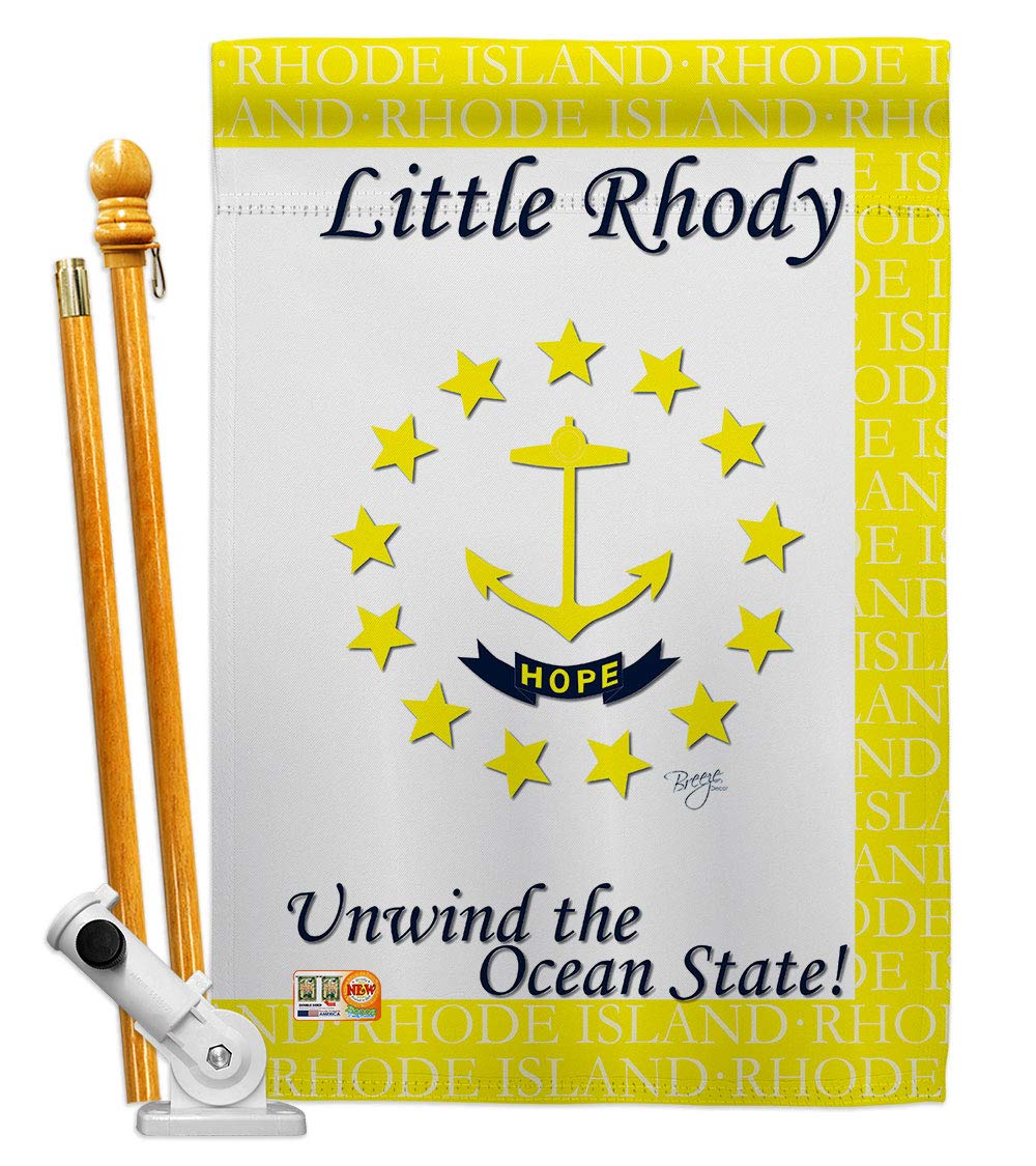 Rhode Island Americana House Flag Set 28x40