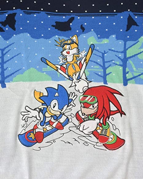 Sonic the Hedgehog Ugly Christmas Sweater - Festive Holiday Skiing Jumper for Kids & Adults - Perfect for Christmas Parties, Family Gatherings & Winter Celebrations