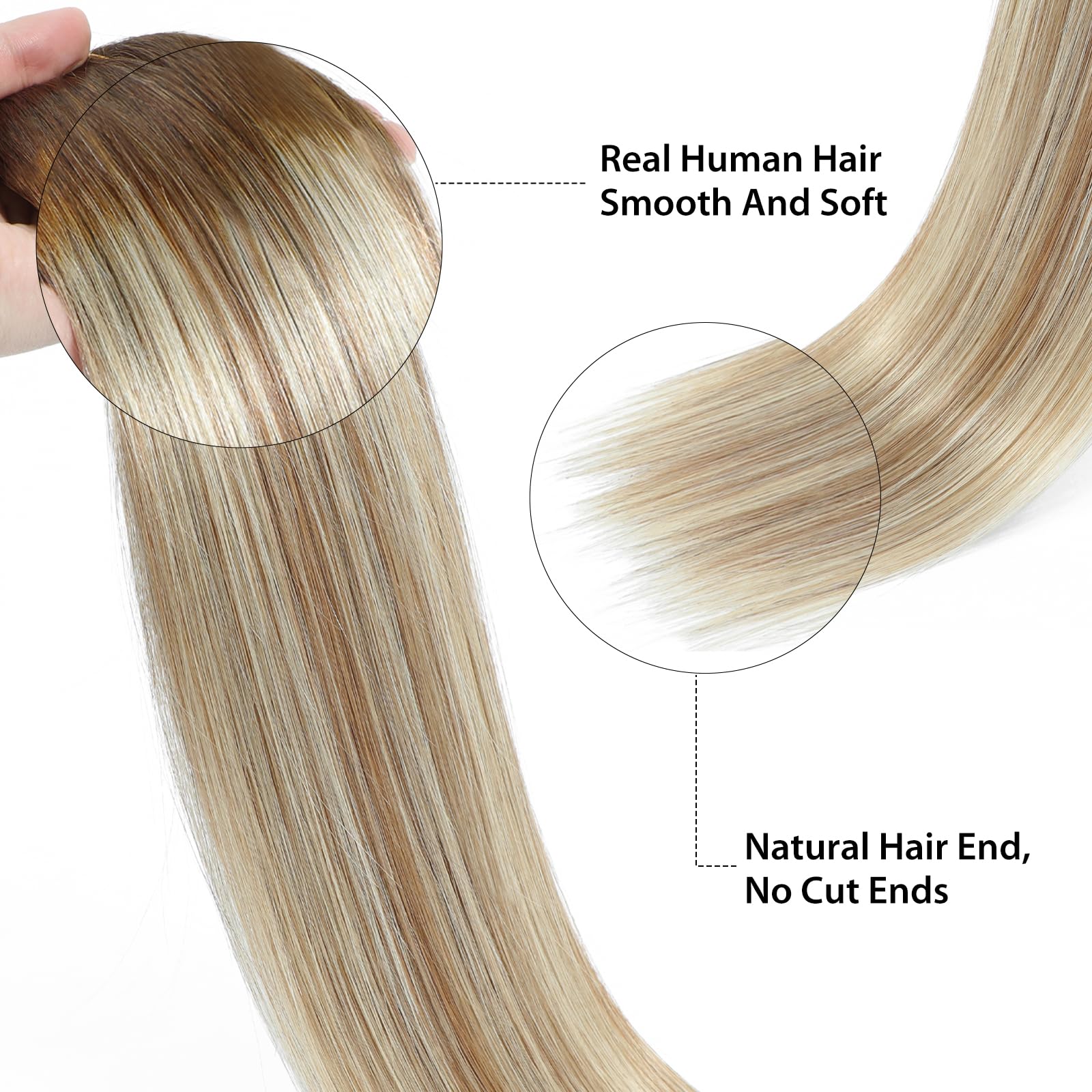 Tinashe 20-Inch Human Hair Clip-In Extensions - Chocolate Brown, Ash Brown & Honey Blonde - 90g Invisible Wire Hair Extensions with Secret Headband for Natural Volume & Styling | Perfect for Parties, Weddings & Daily Wear