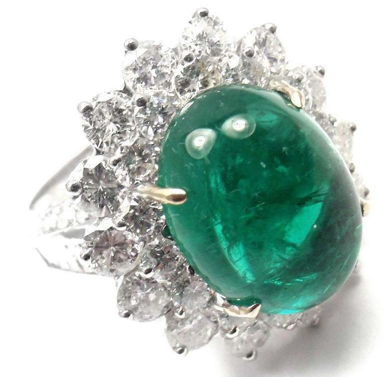 Authentic Craig Drake 18k White Gold Large 10.97ct Emerald Diamond Cocktail Ring for Women - Elegant Statement Jewelry for Parties, Weddings & Special Occasions