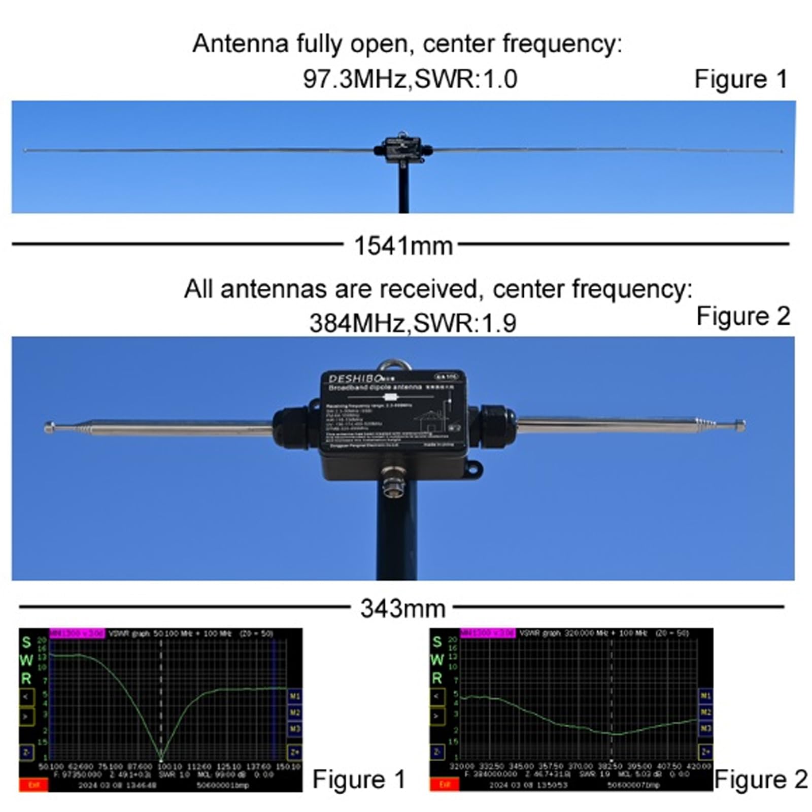 GOOZEEZOO GA506 Portable Shortwave Radio Antenna - Full Band Dipole for 2.3-899MHz Reception & 90-450MHz Transmission | SW/FM/AIR/UV/DTMB Compatible | Outdoor Ham Radio Antenna for Emergency, Camping & Field Operations
