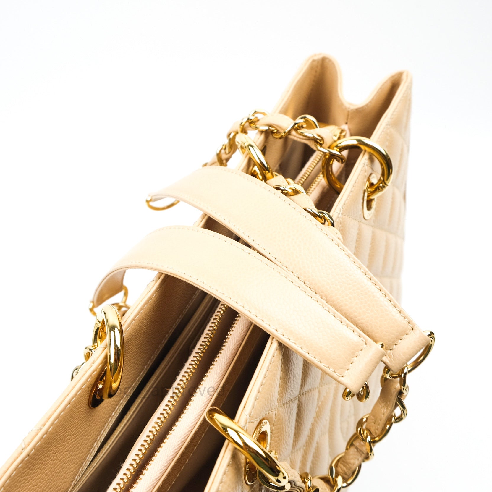 Chanel Caviar Leather Grand Shopping Tote GST Bag in Beige with Gold Hardware - Luxury Designer Handbag for Women, Perfect for Work, Travel & Everyday Use