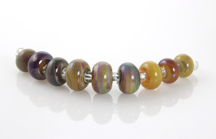 Vibrant Handmade Lampwork Glass Beads with Striated Patterns - Perfect for Jewelry Making, DIY Crafts, and Beading Projects
