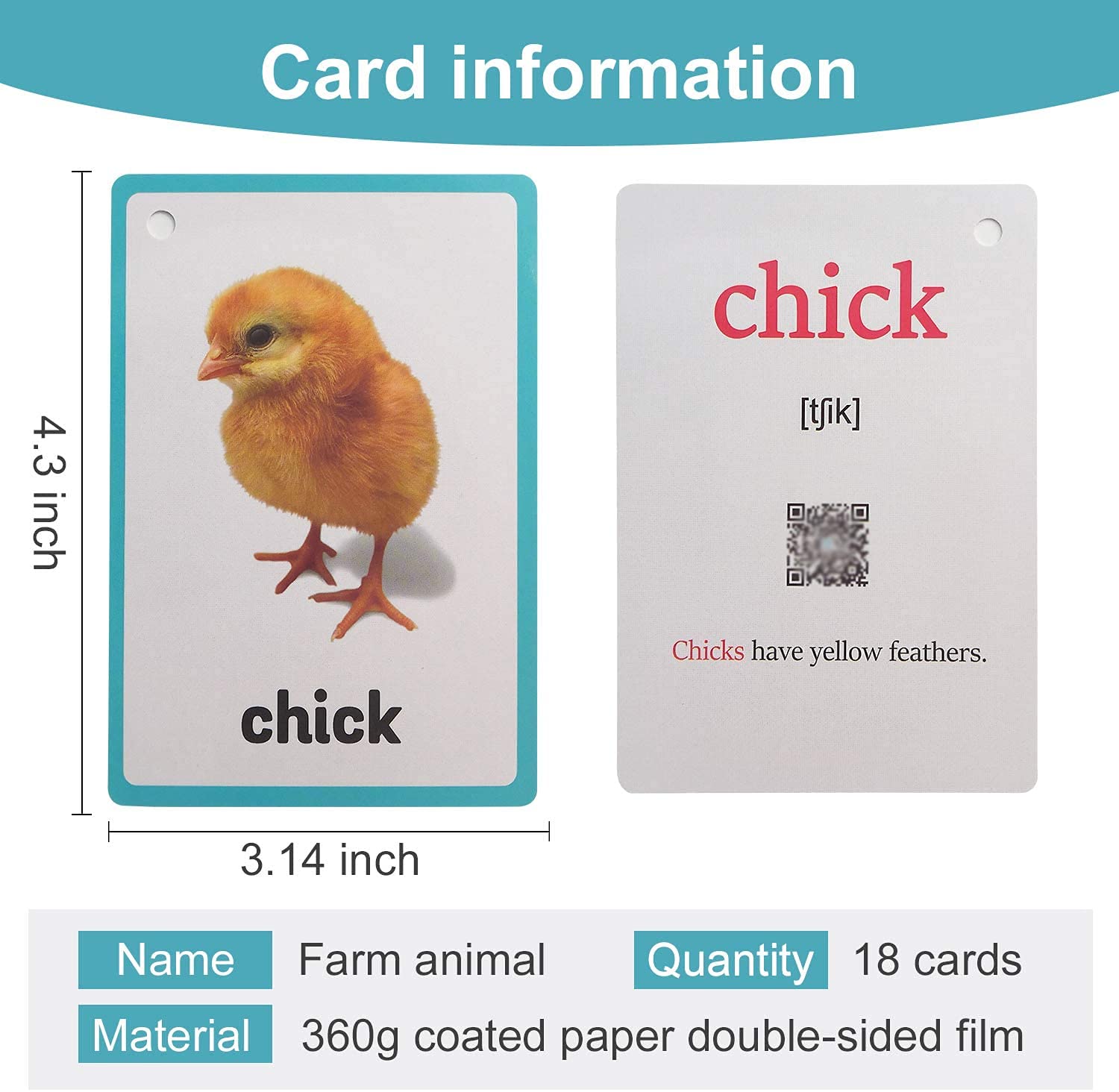 HONTOUSIP 18 Farm Animal Flash Cards for Toddlers | Educational Learning Routine Card Game | Perfect for Kindergarten Kids | Great for Early Childhood Education & Homeschooling Activities