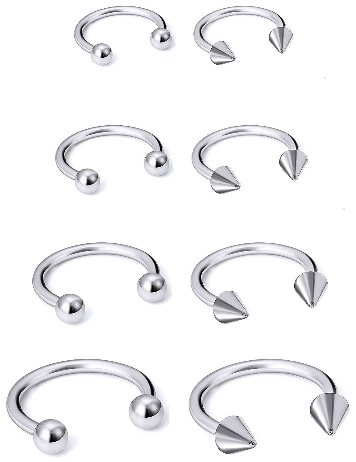 16G Surgical Steel Nose Septum Horseshoe Hoop Earring - Eyebrow Tragus Helix Lip Rings Piercing Jewelry for Men & Women - Perfect for Everyday Wear, Parties and Alternative Fashion Styles