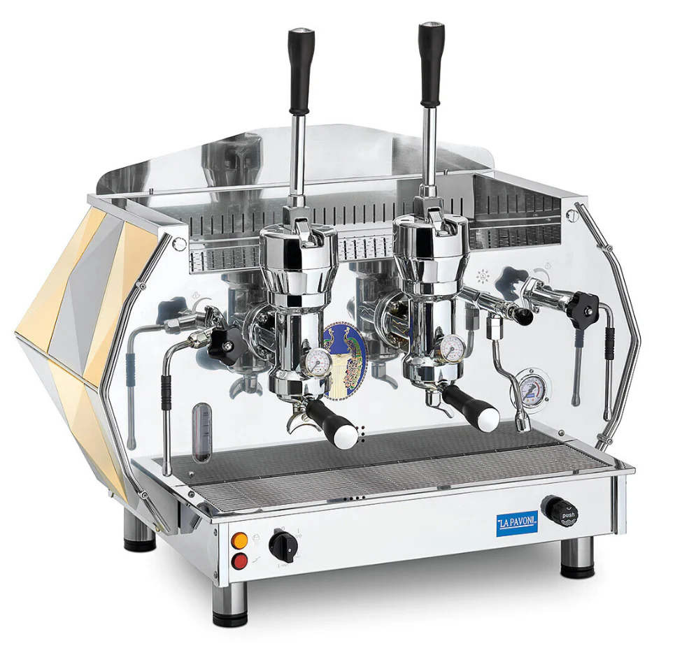 La Pavoni Diamante Commercial Espresso Machine - 2 Group Lever Coffee Maker in Gold Finish | Perfect for Cafes, Restaurants & Coffee Shops