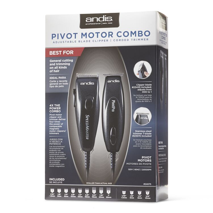 Andis Pivot Motor Clipper & Trimmer Combo Kit - Professional Hair Cutting & Grooming Tools for Barbers, Stylists & Pet Grooming at Home