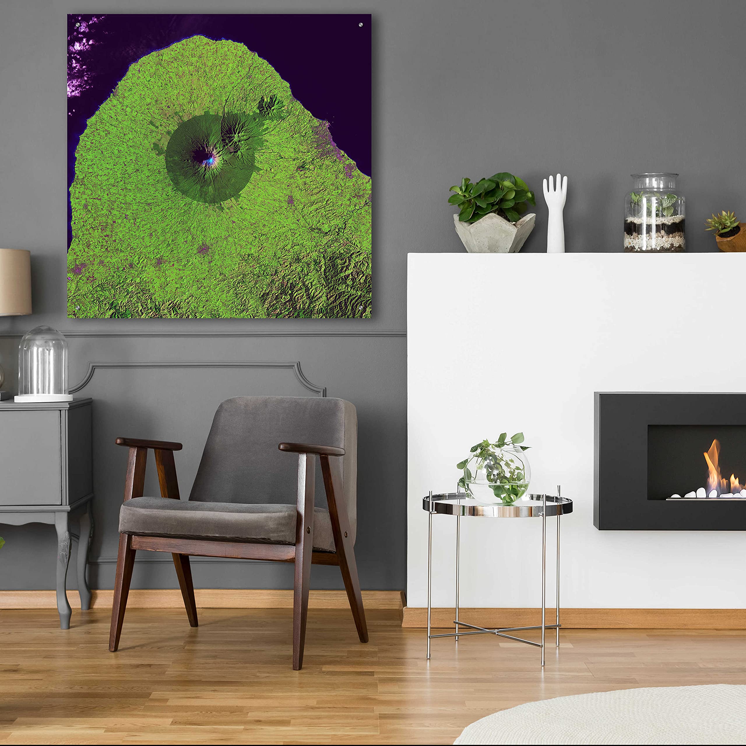 Epic Art 'Earth as Art: Mount Taranaki' - 36x36 Inch Acrylic Glass Wall Decor - Modern Landscape Painting for Living Room, Bedroom & Office