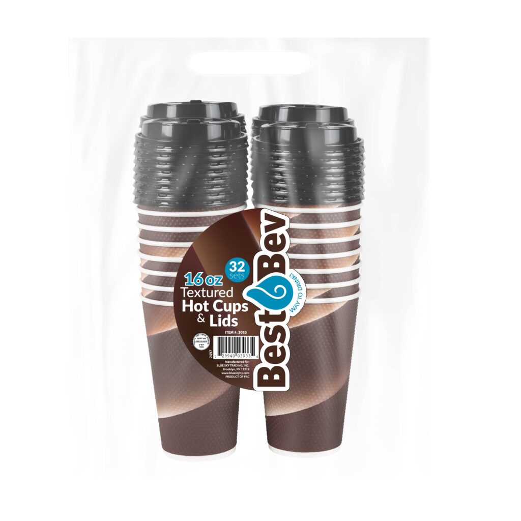 Eco-Friendly Textured Paper Hot Cups with Lids - 12oz Insulated Coffee Cups for Office, Travel, and Outdoor Use