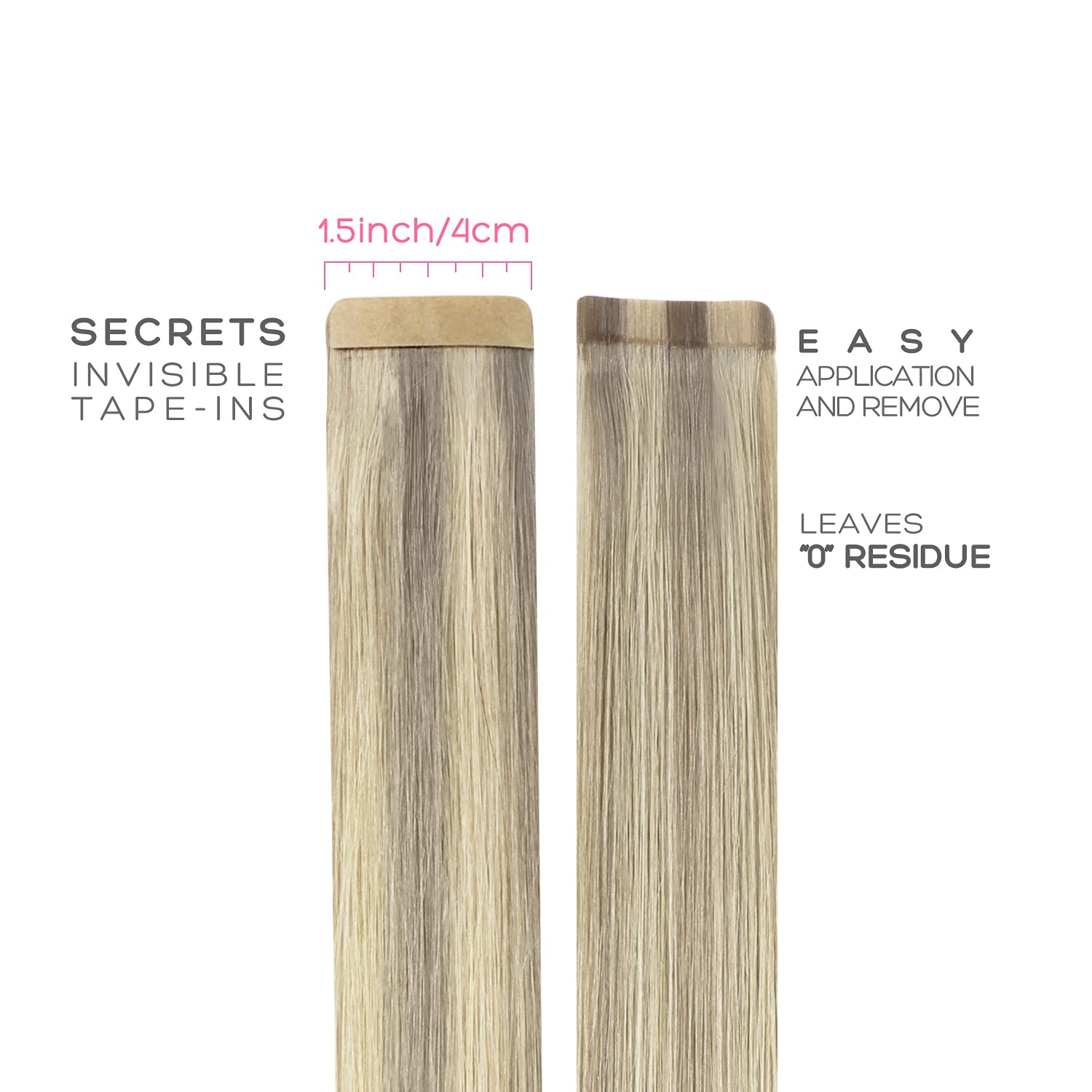 Marat 20-Inch Tape in Hair Extensions - Ash Blonde, Golden Blonde & Platinum Blonde | 50g Real Human Hair | Natural Straight Tape-Ins for Volume & Length | Perfect for Weddings, Parties & Daily Styling