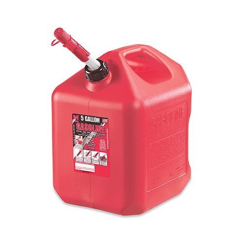 Midwest Can 5600 5 Gallon Gasoline Can - Red Plastic Fuel Container with Spout | Portable Gas Can for Lawn Mowers, Generators, and Outdoor Equipment