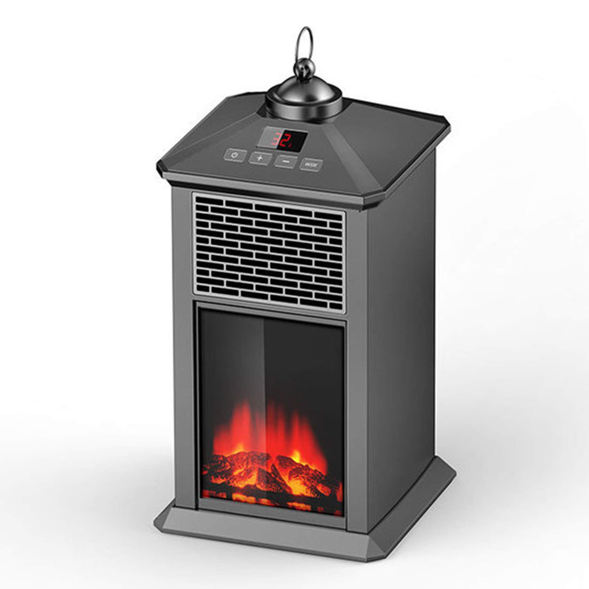 HBIAO Outdoor Electric Patio Heater with Remote Control - 3D Realistic Flame, Auto Temperature Control & Timer - Safe for Decks, Gardens & Backyards - Perfect for Outdoor Dining & Winter Gatherings