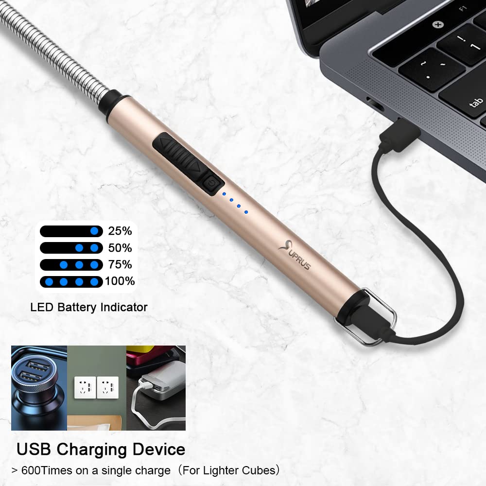 SUPRUS USB-C Rechargeable Electric Lighter with 360° Neck - for Candles & Outdoor Use