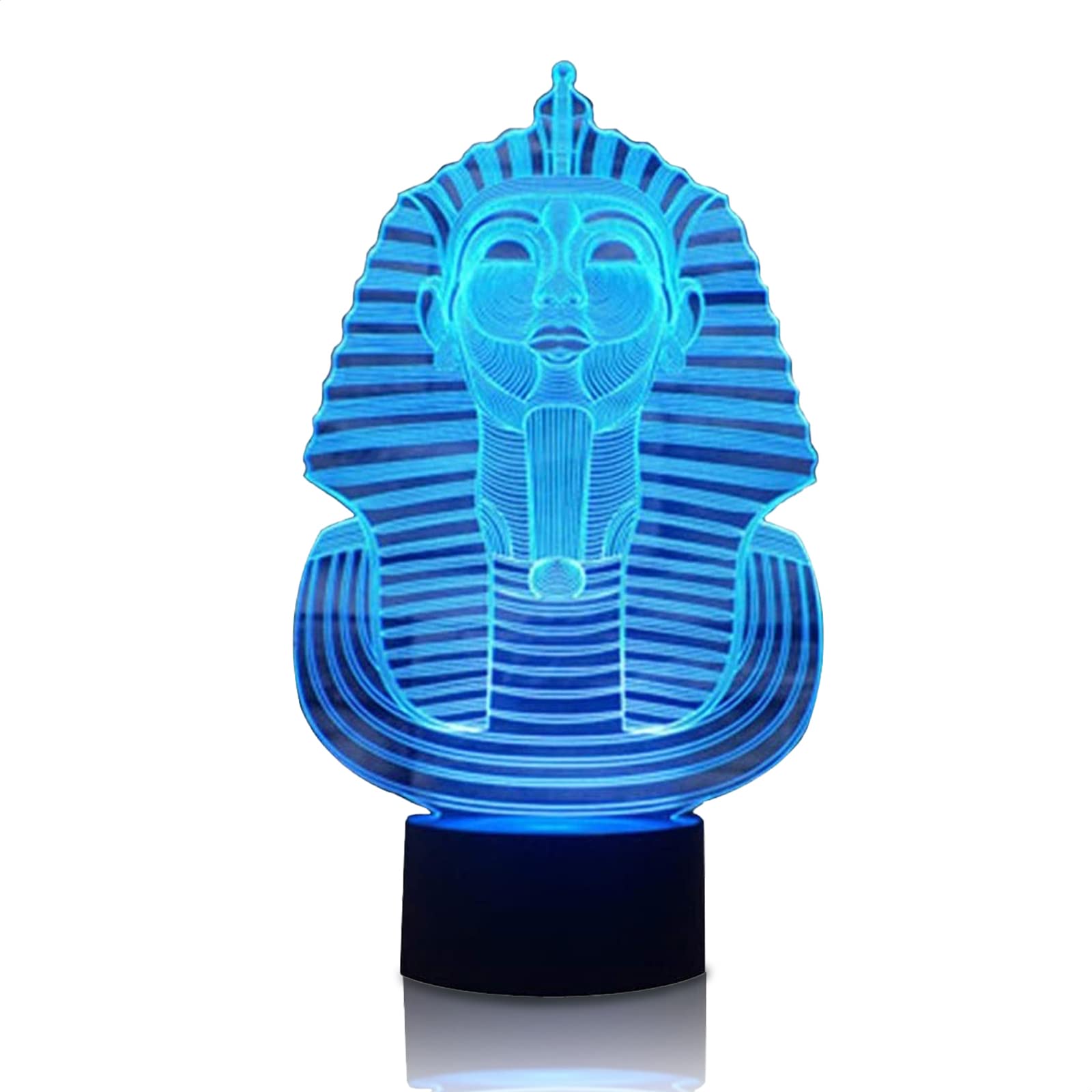 Pharaoh 3D Night Light Lamp - Egyptian Decor LED Holographic Projector with 7 Color Changing Modes - Touch Control Table Lamp for Kids Room, Bedroom, and Party Decor - Perfect Gift for Boys and Girls - Creates Magical Optical Illusion Effects for Relaxation and Fun