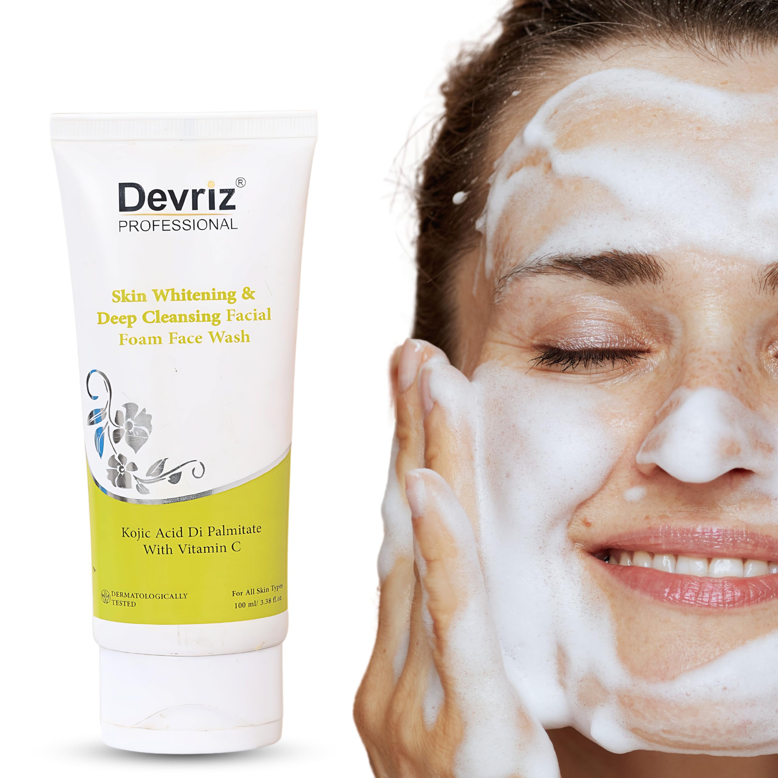 Devriz Vitamin C Face Wash for Skin Brightening - Oil Control & Hydration for Oily & Dry Skin - Daily Cleanser for Glowing Complexion | Morning & Night Skincare Routine