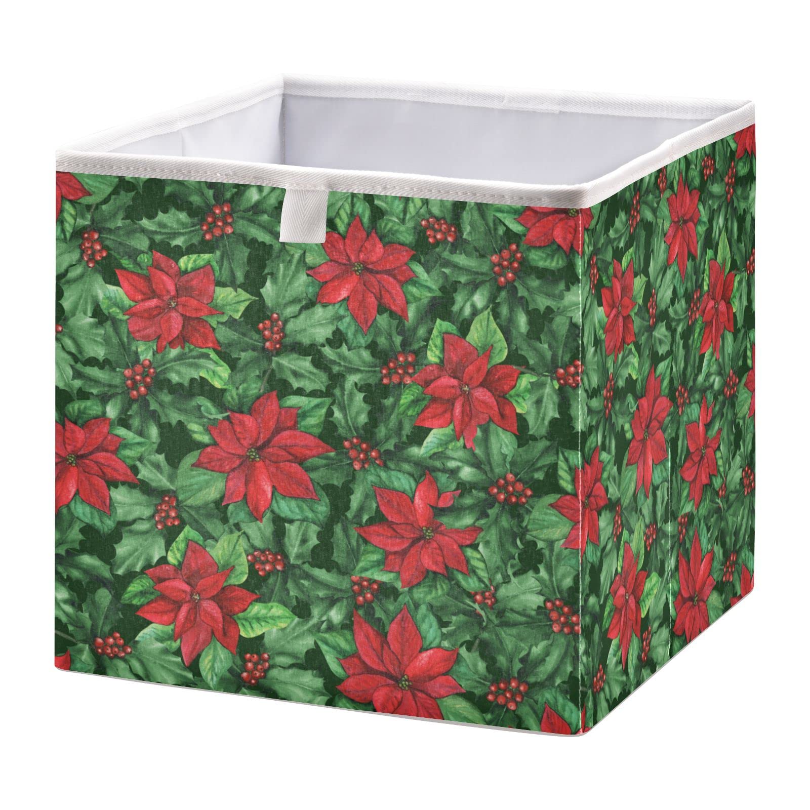 DOMIKING 11 Inch Foldable Fabric Storage Bins with Sturdy Handle - Linen Closet Organizer Baskets for Shelves, Bedroom & Home Organization (Perfect for Holiday Decor, Toy Storage & Closet Organization)