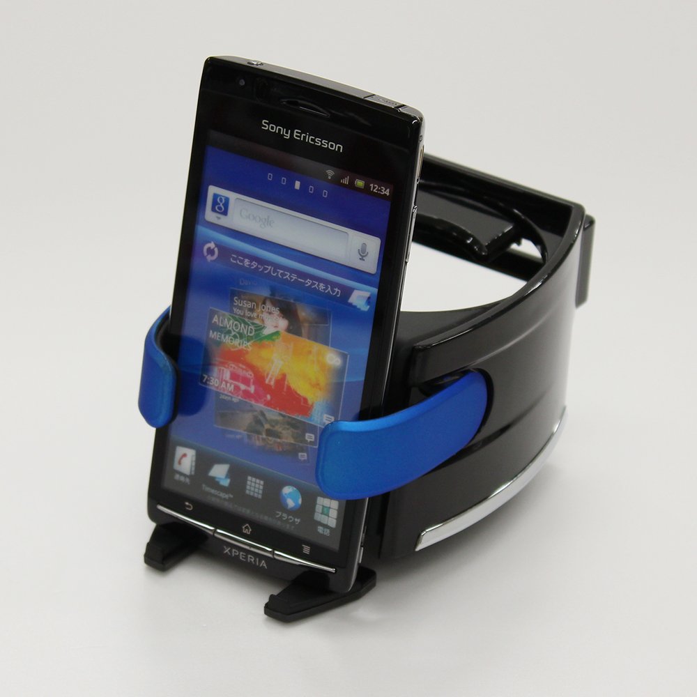 MIRAREED JDM Car Cup Holder Phone Mount - Universal Smartphone Holder for iPhone, Samsung, Android - Black/Blue (Model SP-206) - Perfect for Road Trips, Commuting & Hands-Free Driving
