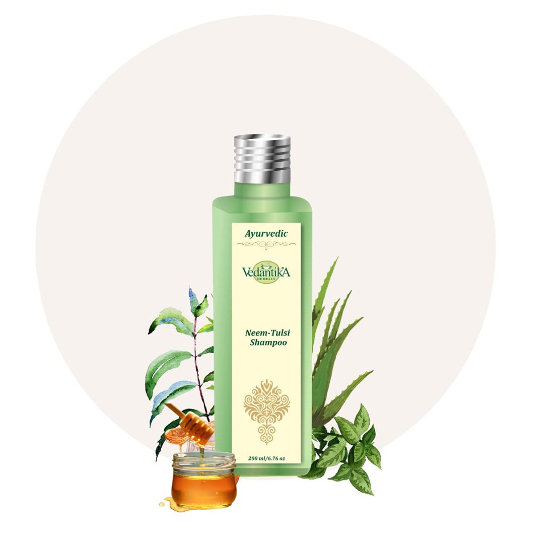 Vedantika Herbals Ayurvedic Neem Tulsi Shampoo 200ml - Natural Hair Care for Dandruff & Scalp Health - Perfect for Daily Use & Ayurvedic Hair Treatment
