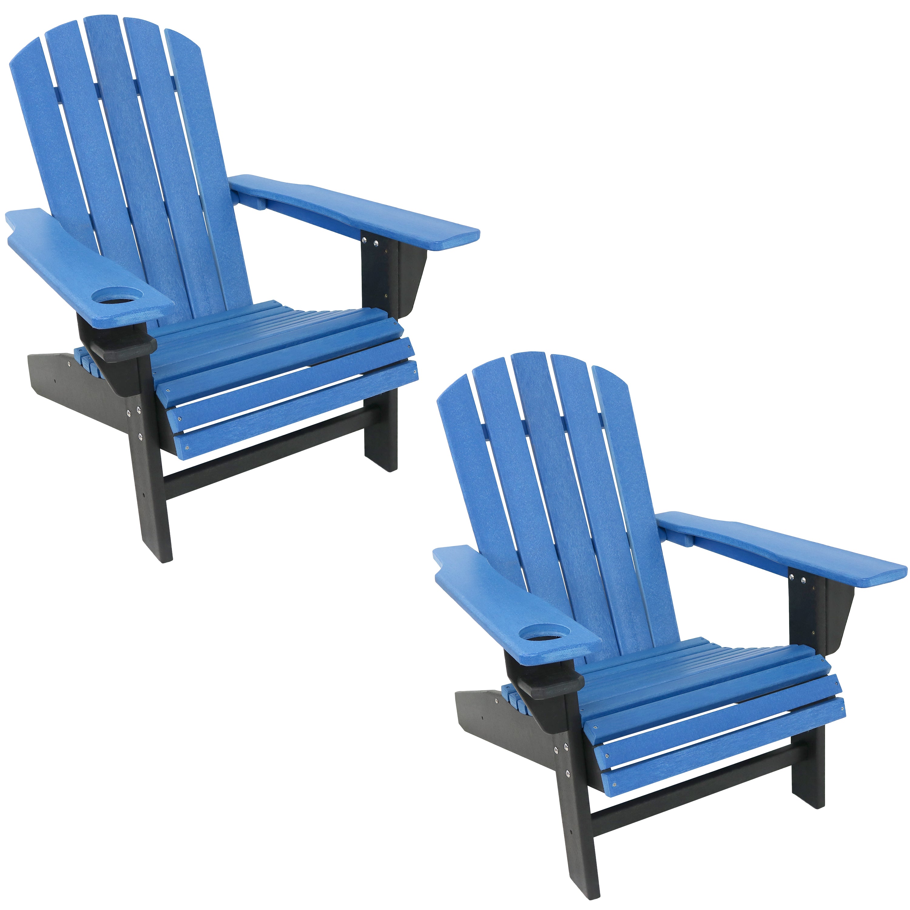 Premium Sunnydaze All-Weather 2-Tone Outdoor Adirondack Chair with Cup Holder - Durable Patio Furniture for Garden, Poolside & Backyard Relaxation