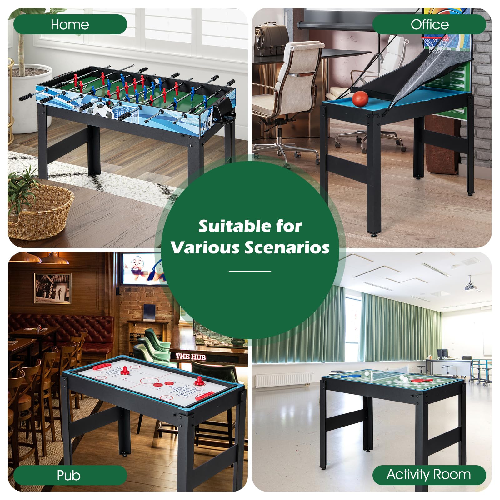 Goplus 14-in-1 Multi Game Table for Home & Game Room - Foosball, Air Hockey, Pool, Table Tennis, Basketball, Chess, Checkers, Bowling & Shuffleboard - Perfect Gift for Kids & Adults - Ideal for Family Game Nights, Parties & Entertainment Centers