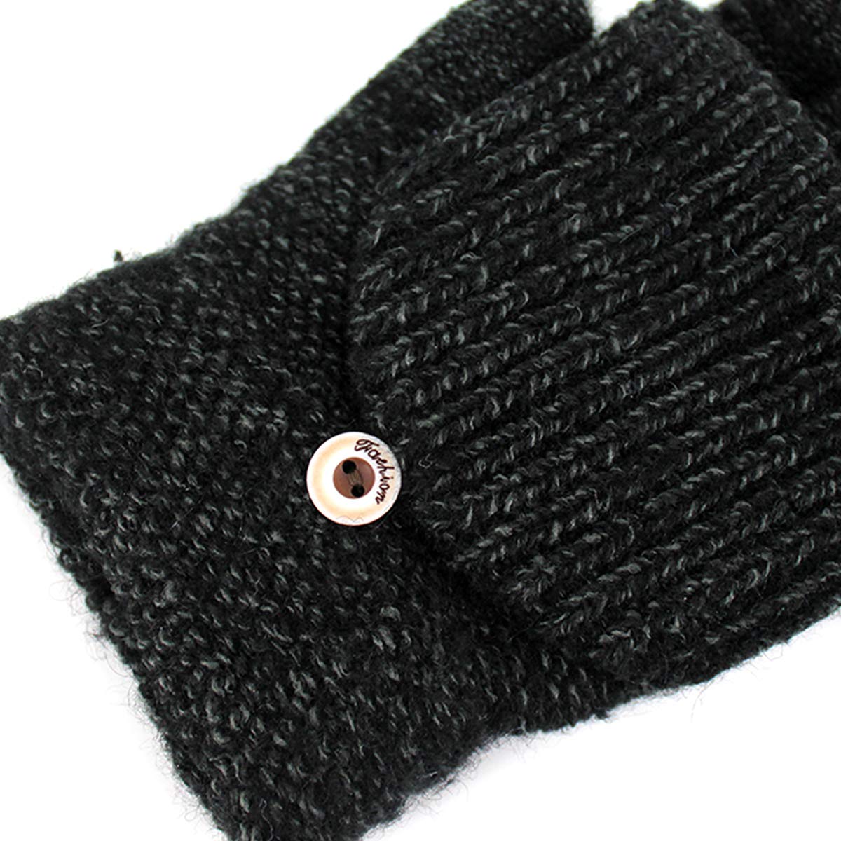 Men's & Teens' Black Striped Winter Warm Knit Fingerless Gloves with Convertible Mitten Cover - Perfect for Cold Weather, Outdoor Activities & Fashion Accessory