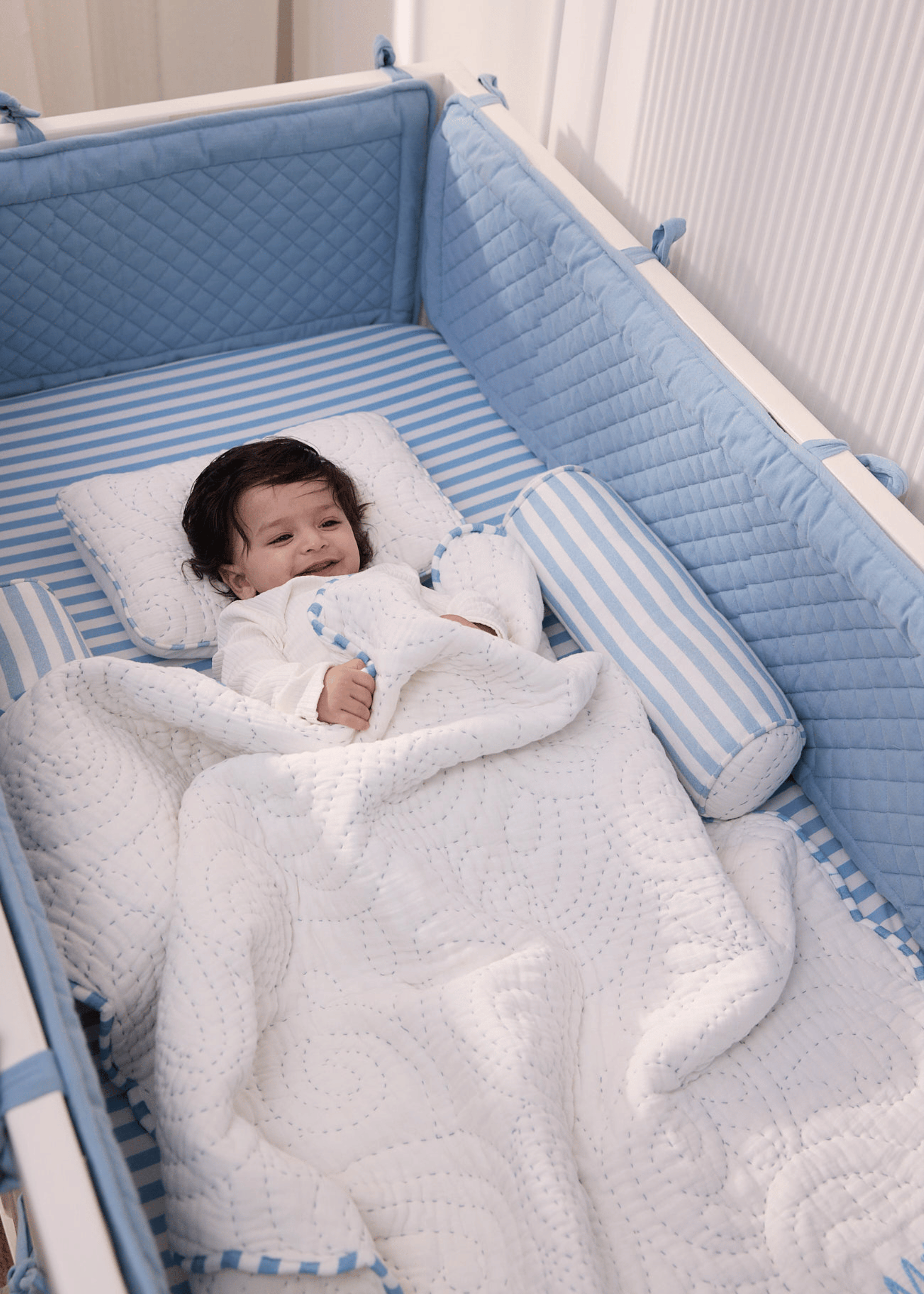 Premium Heirloom Blue Baby Blanket - Soft Organic Cotton for Newborns & Toddlers - Perfect for Nursery, Swaddling, and Gift Giving