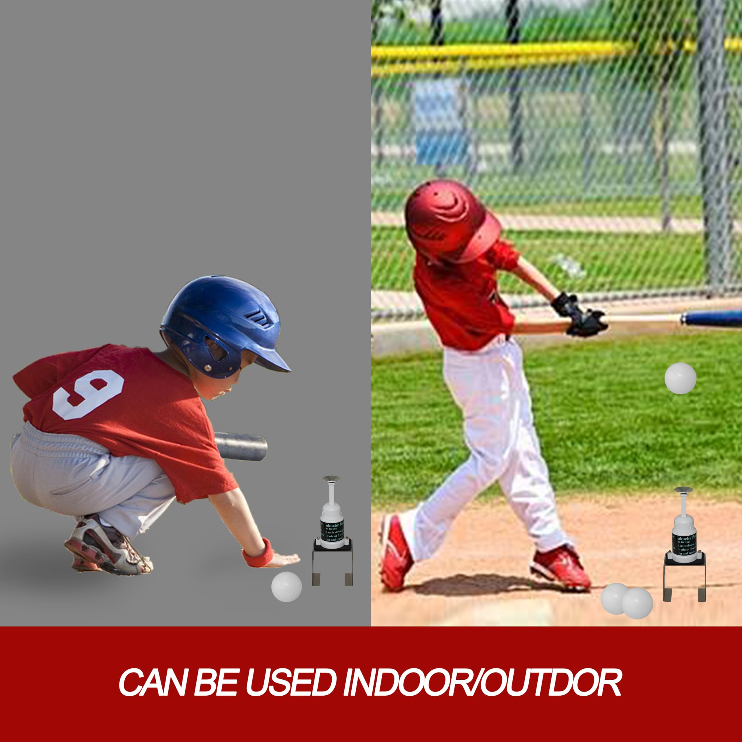 Baseball Training Tee Popper - Professional Hitting Tee for Perfect Swings | Baseball Practice Equipment with 5 Plastic Balls | Batting Machine for Solo Hitting Practice Without Pitcher | Ideal for Backyard Drills & Batting Cage Training