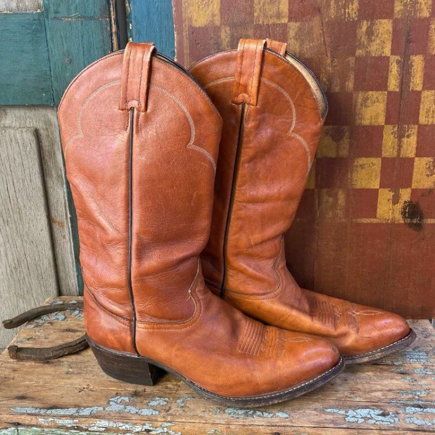 Tony Lama Vintage Brown Leather Western Cowboy Boots for Men - Authentic Rodeo & Country Style Footwear for Riding, Dancing, and Western Fashion