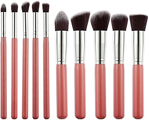 DATNASAYAD 10-Piece Pink Eyeshadow Makeup Brush Set - Soft Synthetic Bristles for Professional Blending & Shading - Perfect for Everyday Makeup, Contouring & Smokey Eye Looks