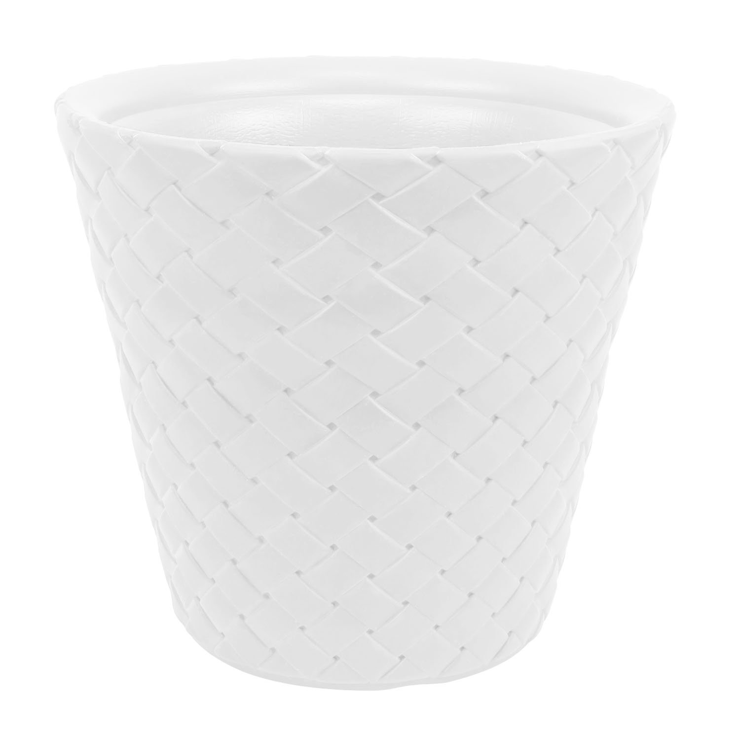 Prosper Plast Massive White Flowerpot Matuba Plastic Rattan Style Planter 60 cm - Durable Indoor/Outdoor Decorative Plant Container for Home Garden, Patio, and Balcony