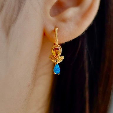 Vintage Citrine & Black Opal Multi-Stone Dangle Earrings | TB1501 | Perfect for Boho Chic, Wedding & Evening Party Jewelry