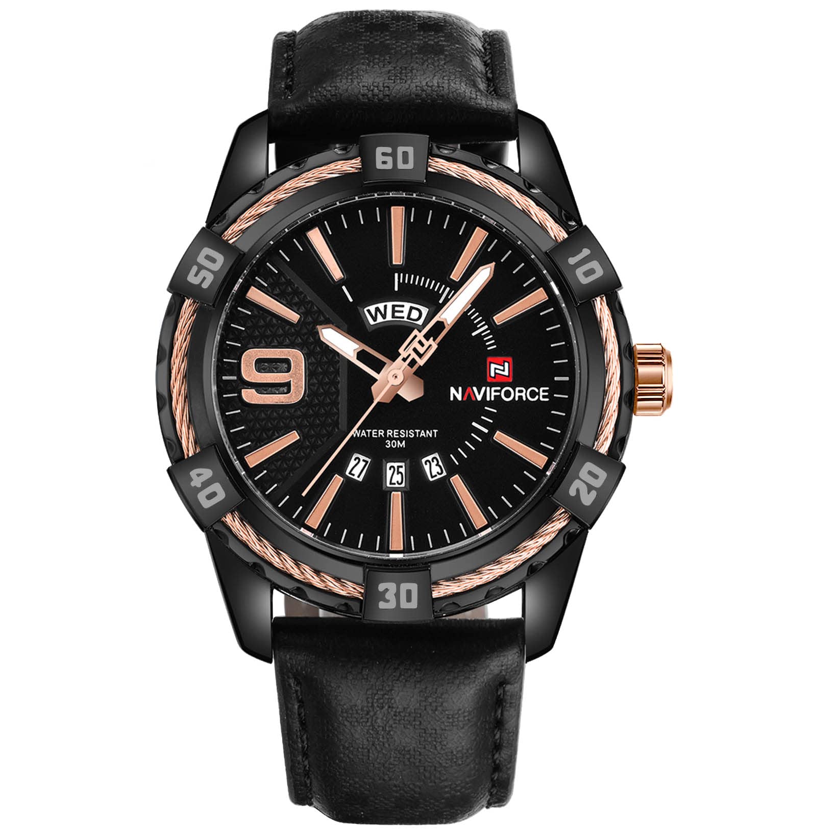 NAVIFORCE Luxury Men's Sports Watch - Waterproof Quartz Gold Big Face Date Display - Perfect for Gym, Running, Swimming & Outdoor Activities