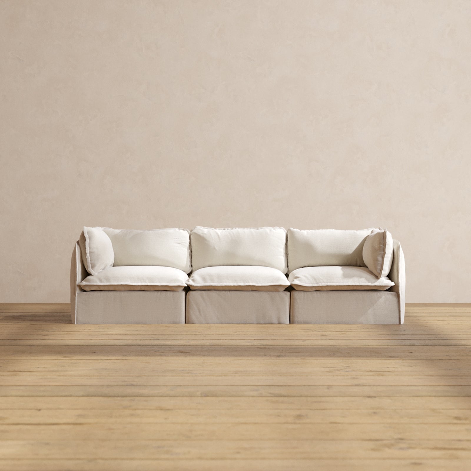 Modular Performance 3-Seater Sofa in Flour Color | Relaxed Blend Fabric | Perfect for Living Room, Lounge & Home Theater Comfort