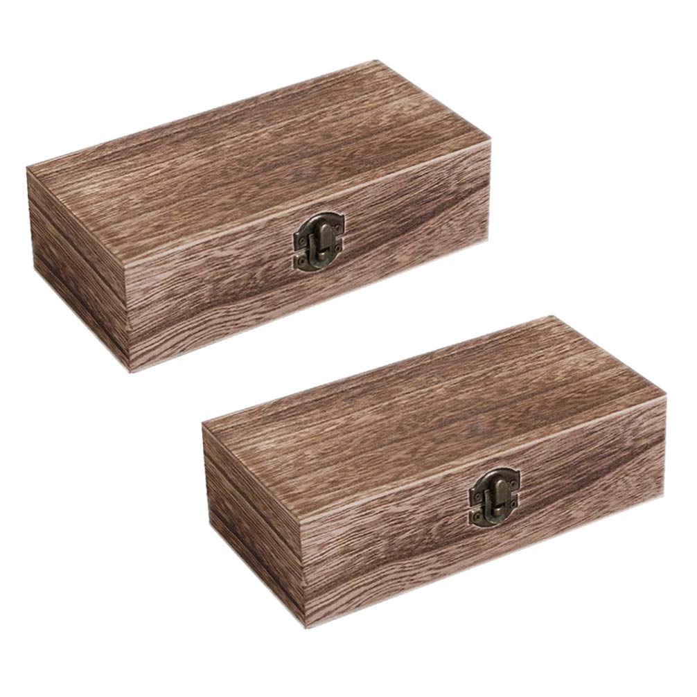 Vintage Wooden Jewelry Box Set of 2 - Antique Treasure Keepsake Storage Organizer with Tray for Necklaces, Rings & Trinkets - Perfect Gift for Women, Jewelry Display & Travel Organizer