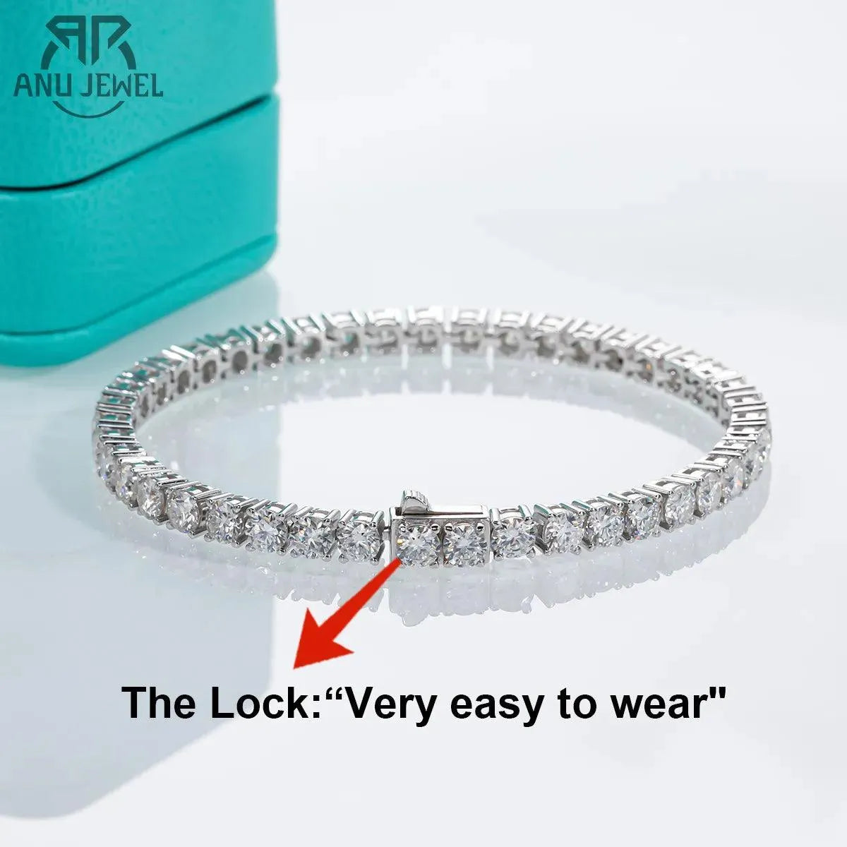 AnuJewel 6.5mm 24 Stone 29cttw D Color Moissanite Tennis Bracelet - 925 Sterling Silver Wedding Jewelry for Women - Perfect for Anniversaries, Bridal Gifts & Special Occasions